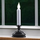 White LED Battery Operated Flameless Window Candle Aged Bronze Finish with Auto Sensor