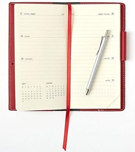 2015 Weekly Classic Pocket Rose Red Bonded Leather With Pen Engagement Calendar/planner (Size: 6.5" x 3.4")(Including October 2014 to December 2014 Monthly Format)