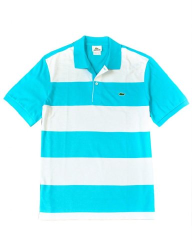 Short Sleeve Jersey Wide Stripe Polo: Hawaiian Blue/White (Size XL / EUR7)