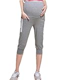 【TPGROWIN】 マタニティウェア パンツ クロップド 妊婦 妊婦服 7分丈 レギンス ズボン ボトムス ウエストゴム ストレッチ チノパンツ カジュアル 全3色 (L, ダークグレー)