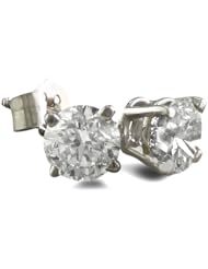 3/4ct Round Diamond Stud Earrings in 14K White Gold