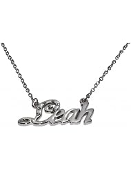 Name Necklaces Leah - Personalized Necklace White Gold Plated 18K, Belcher Chain, 2mm Thick