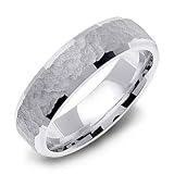 14K White Gold Handmade Hammered Wedding Band Ring