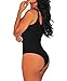 Shawhuwa Womens Sexy Ribbed Sleeveless Zipper Party Bodysuit Clubwear (Small, Black)