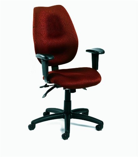 Burgundy Boss Office Products Ergonomic Multi-tilt Task Chair with Adjustable Arms and Seat Slider