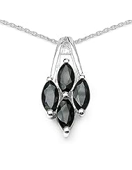 1.20 Carat Genuine Blue Sapphire Sterling Silver Pendant Necklace. 18"