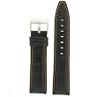 Watch Band Genuine Calfskin Alligator Grain Black with Orange Stitching Thick Padded 22mm