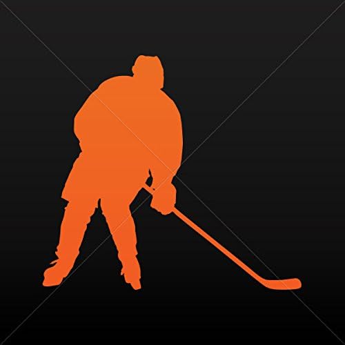 Sticker Ice Hockey Player Figure Tablet Vehicle Weatherproof Garage ca Orange (7 X 6.34 In)
