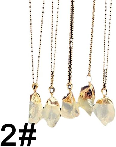 RowNumber1 Fashion 1 x Natural Crystal Gemstone Quartz Healing Point Chakra Pendant Necklace 9 Color Selectable 2# Shining