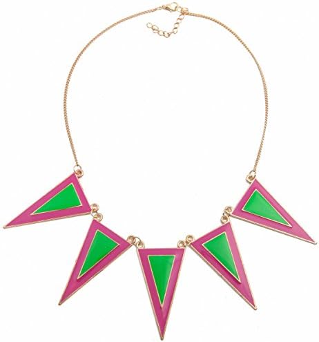 Retro Fashion Red Green Candy Enamel Geometric Triangle Pendant Necklace