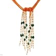 Necklace With 714.50ctw Precious Stones - Genuine Garnets and Freshwater Pearls and Tsavorite Garnets Made of 14K Yellow Gold. Total item weight 155.0g Length adjustable