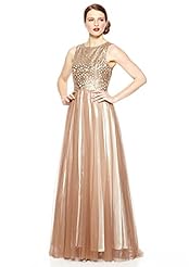 A-line Faux-Leather/Tulle Sleeveless Evening Dress 