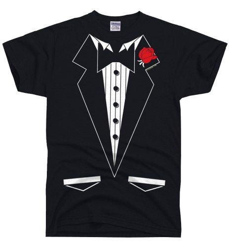 DirtyRagz Men's Black Formal Tuxedo Tie Tux T Shirt 2XL Black