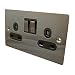Flat Plate Black Nickel 2 Gang Socket