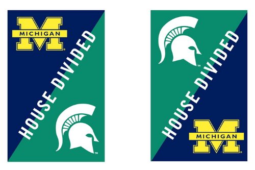 University of Michigan and Michigan State University House Divided Garden Size Flag