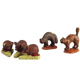 Lemax Sugar 'N Spice Halloween Village 5-Piece Cats & Mice Figurine #52003