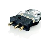 Leviton 20MP-CL 20A-125 Volt, 2 Pole-3 Wire, Stage Pin, Male Plug Pressure Plate Terminals, Black with Clear Cover