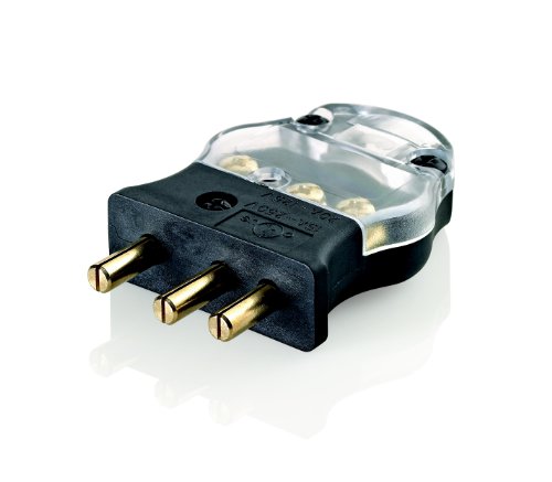 Leviton 20MP-CL 20A-125 Volt, 2 Pole-3 Wire, Stage Pin, Male Plug Pressure Plate Terminals, Black with Clear Cover