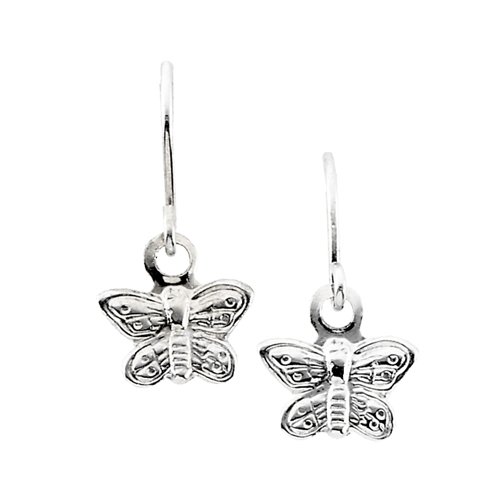 14K White Gold Children's Butterfly Earrings.