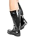 Twisted Women’s Rubber Rain Boots | Ladies, Knee High, Jelly Lined Water Resistant, Black, 9