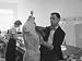 Fashion Designer James Galanos Pinning Fabric onto Dress Form Dummy, Prob. California...