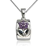 Sterling Silver Amethyst Flower Pendant, 18