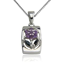 Sterling Silver Amethyst Flower Pendant