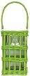 Hand Woven Kiwi Green Painted Willow Basket with Large Glass Cube Candle Shade 8"Sq x 12.75"H