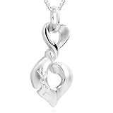 Unique Veiny Heart Pendant Necklace Sterling Silver