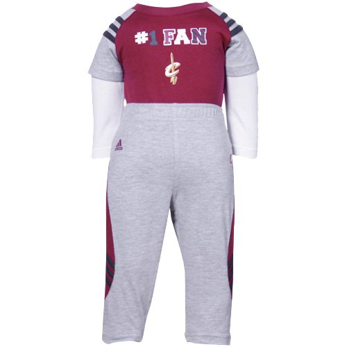 adidas Cleveland Cavaliers Infant Wine-Gray Creeper And Pants Set (12 Months)