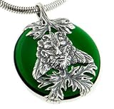 Sterling Silver Mythic Green Man on Emerald-Green Disc Slide Pendant