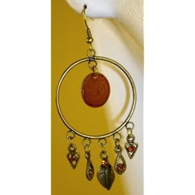 Saka's Bronze Toned Hoop Dangling Shell Earrings