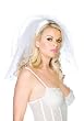 Chiffon Veil With Satin Headband And Rhinestone Floral Detail (White-One Size)