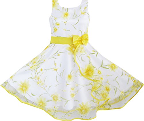 Sunny Fashion 3 Layers Girls Dress Sunflower Wave Pageant Bridesmaid