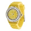 Geneva Platinum CZ Accented Silicone Watch, Small Face