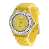 Geneva Platinum CZ Accented Silicone Watch, Small Face