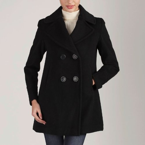 Phistic Women's Cashmere Blend Pea Coat Black Misses 10