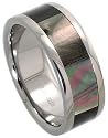 Titanium 8 mm (5/16") Flat Band Inlaid w/ Mother Of Pearl
