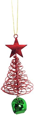 Christmas Bell Ornaments Oh Christmas Tree - 2 Red and Green Wire Tree Ornaments with Jingle Bells