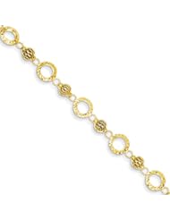 14k Yellow Gold Diamond Cut Circles with Beads Bracelet
