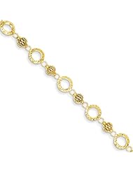 14K Diamond Cut Circles with Beads Bracelet Length 7.25"