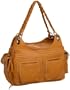 SONDRA ROBERTS NEW YORK Leather Shopper w/ Fringe,Mustard,one size