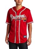 MLB Men's Atlanta Braves Brian Mccann Scarlet Alternate Short Sleeve 6 Button Synthetic Replica Baseball Jersey Spring 2012? (Scarlet, Medium)