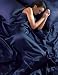 Kitchen & Housewares : 6 piece Satin Navy Superking Size Duvet Cover Set (inc 1 duvet cover,1 fitted sheet,4 pillowcases)