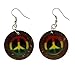Rasta Peace Sign Earrings - Round Coconut 1 Inch title=
