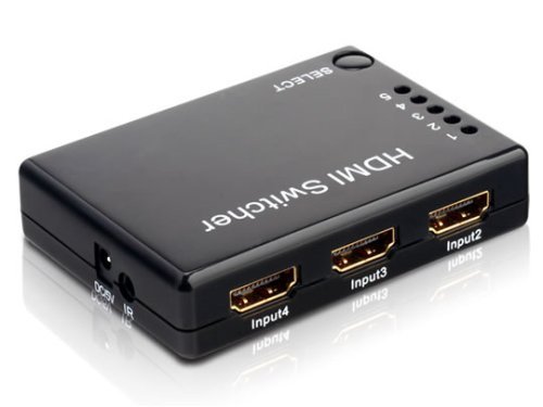5 Port Smart HDMI Switch (Auto switch among 5 input sources, IR remote and AC Adapter included)