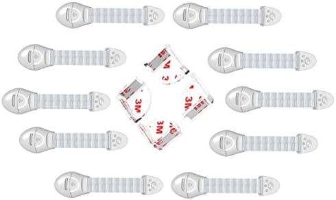 Child Safety Latches - Safety Lock Onto Anything and Guard Your Kids - Strap to Kitchen Drawer Handles or Use As A Draft Stopper - 10 Pack