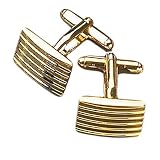 CUFFLINKS WITH STRIPE BARS, GOLD COLOR