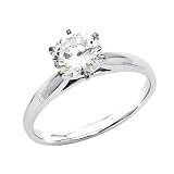 14K White Gold Round Solitaire CZ Cubic Zirconia Engagement Ring Band