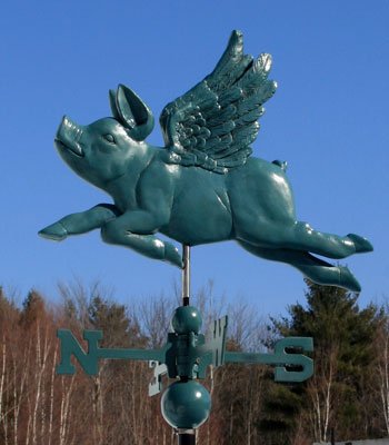 WONDERFUL LARGE FLYING PIG WEATHERVANE